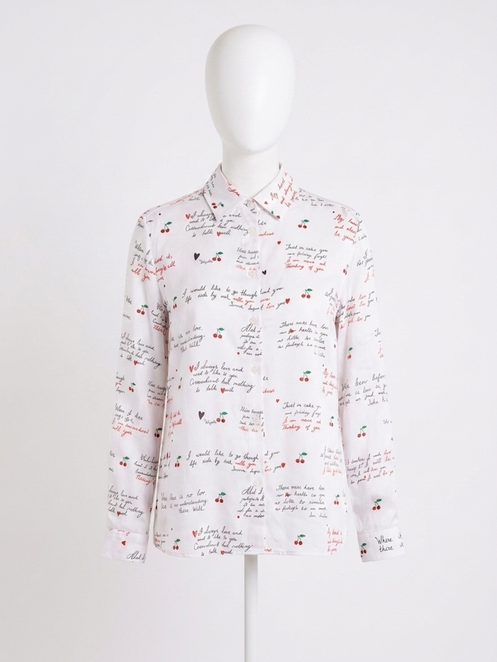 NEW VILAGALLO women's button up shirt with love words in ivory